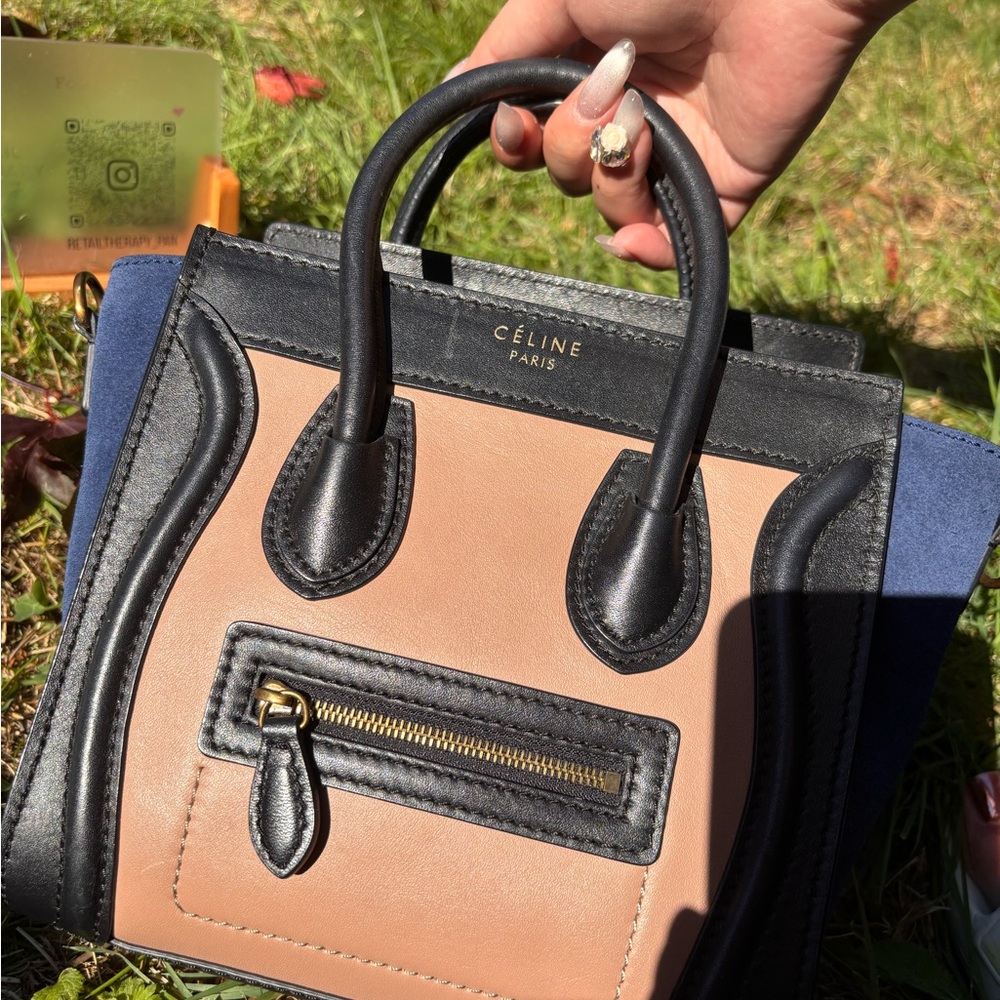 CELINE Tan and Black luggage Bag